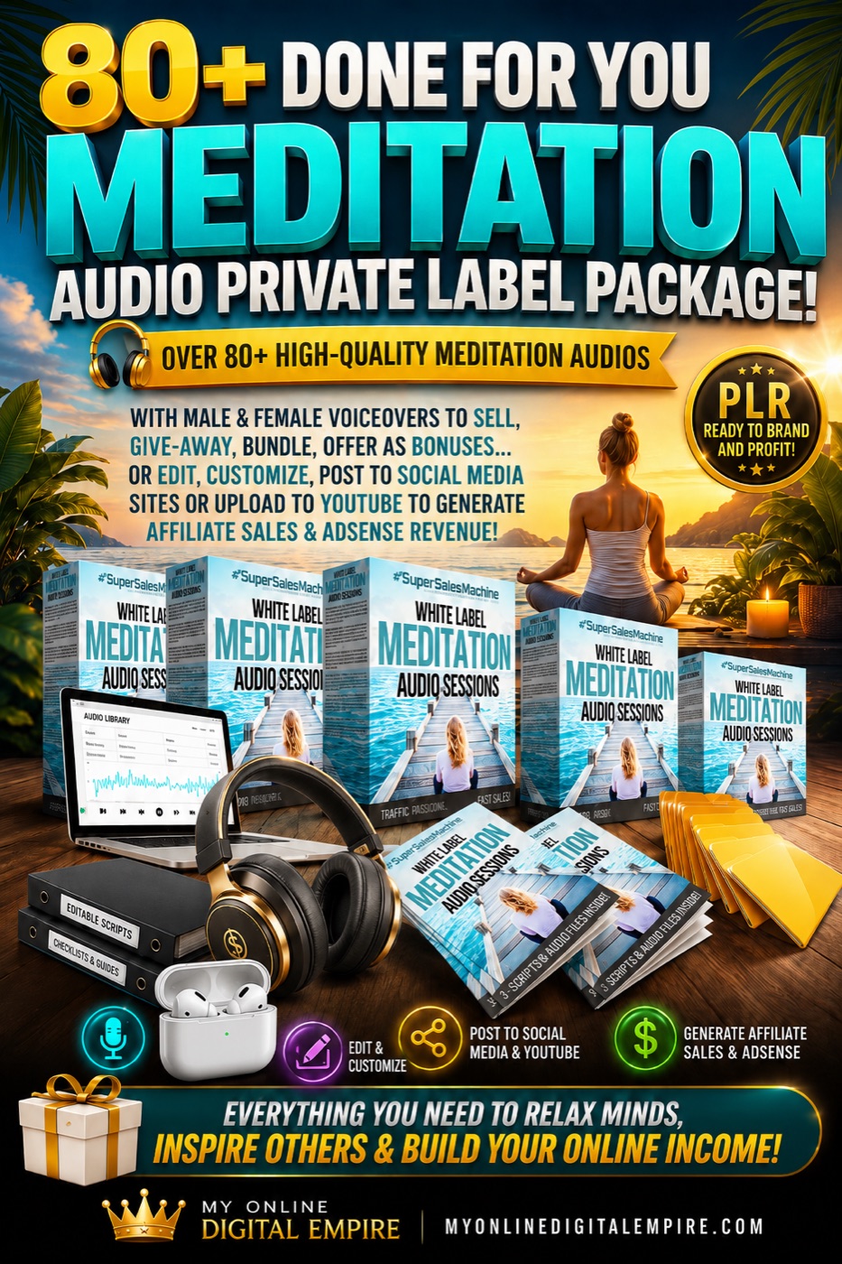 80+ done-for-you meditation audio private label package with high-quality meditation audios